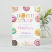 Golden Glitter Donut Birthday-uitnodigingen Kaart (Staand voorkant)