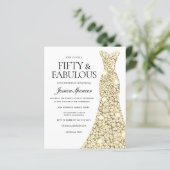 Golden Glitter Dress 50th Birthday Budget Invite (Staand voorkant)
