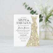 Golden Glitter Dress 60th Birthday Budget Invite (Staand voorkant)