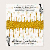 Golden Glitter Drip | Polka Dot en Whisk Visitekaartje (Buitenkant ongevouwen)