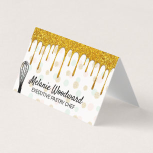 Golden Glitter Drip   Polka Dot en Whisk Visitekaartje
