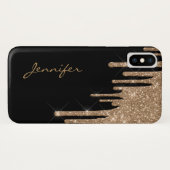 Golden Glitter Drips iPhone X Hoesje (Achterkant (horizontaal))