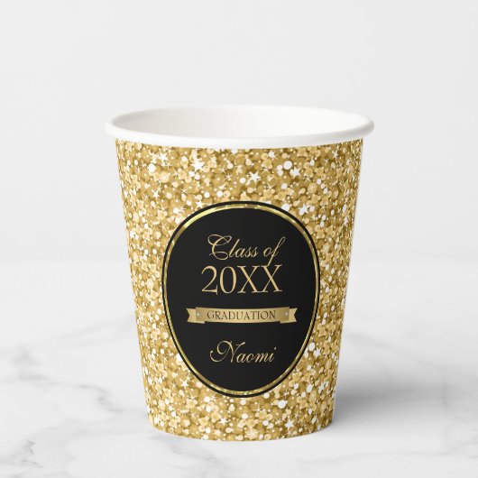 Golden Glitter en zwart Lijst papier Cup Papieren Bekers (Achterkant)