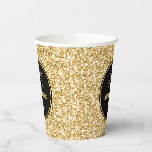 Golden Glitter en zwart Lijst papier Cup Papieren Bekers (Links)