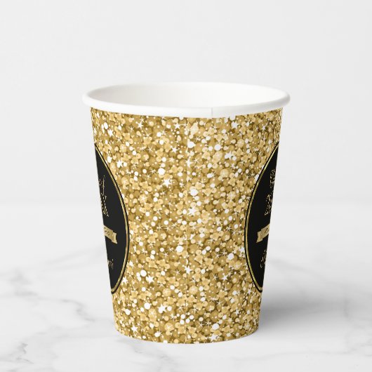 Golden Glitter en zwart Lijst papier Cup Papieren Bekers (Rechts)