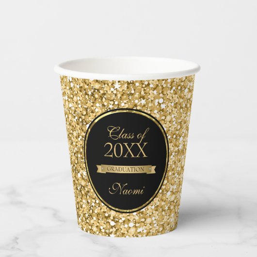 Golden Glitter en zwart Lijst papier Cup Papieren Bekers (Voorkant)