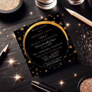 Golden Glitter Geometric Vip Birthday Party Kaart