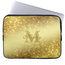 Golden Glitter gepersonaliseerd Laptop Sleeve