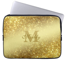 Golden Glitter gepersonaliseerd Laptop Sleeve