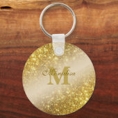 Golden glitter gepersonaliseerd Tas Sleutelhanger (Voorkant)