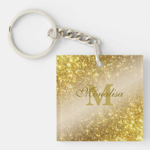 Golden glitter gepersonaliseerd Tas Sleutelhanger
