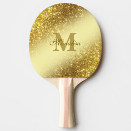 Golden glitter gepersonaliseerd Tas Tafeltennisbatje