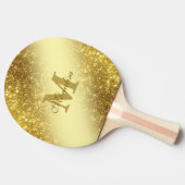 Golden glitter gepersonaliseerd Tas Tafeltennisbatje (Zijkant)