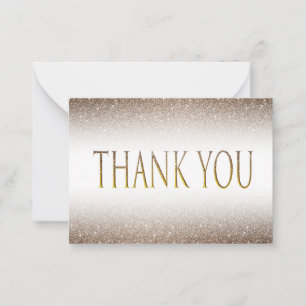 Golden Glitter Glam met Bold Center Dank u Notitiekaartje