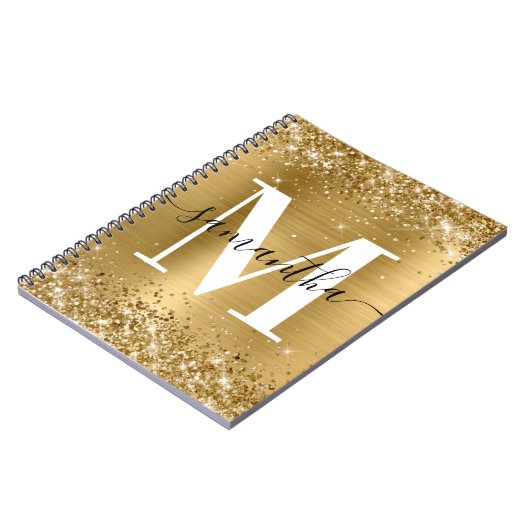 Golden Glitter Gold Foil Signature Monogram Notitieboek (Linkerzijde)