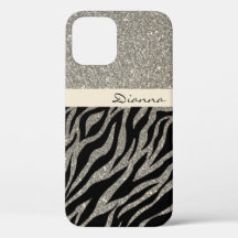 Golden Glitter Gold Zebra Animal Print Patroon