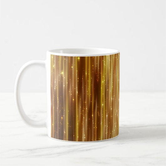 Golden Glitter: heldere Abstracte achtergrond. Koffiemok (Links)