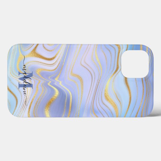 Golden Glitter Iridescent Marble Agate Case-Mate iPhone Case (Achterkant (horizontaal))