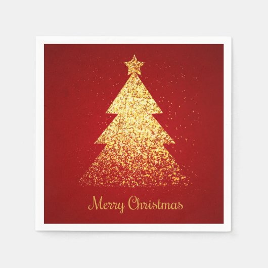 Golden Glitter kerstboom Servet (Voorkant)