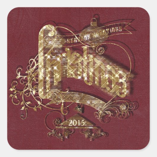 Golden Glitter Kerstmis - Sticker (Voorkant)