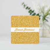 Golden Glitter Let Pattern Sweet Sixteen Birthday Kaart (Staand voorkant)