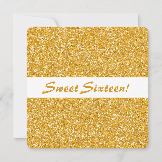 Golden Glitter Let Pattern Sweet Sixteen Birthday Kaart (Voorkant)