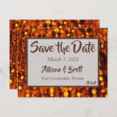 Golden Glitter Lights Sla de datumkaart op Save The Date (Voorkant / Achterkant)