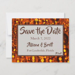 Golden Glitter Lights Sla de datumkaart op Save The Date