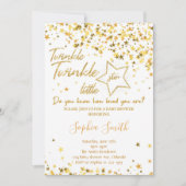 Golden Glitter Little Star Baby shower Invite Kaart (Voorkant)