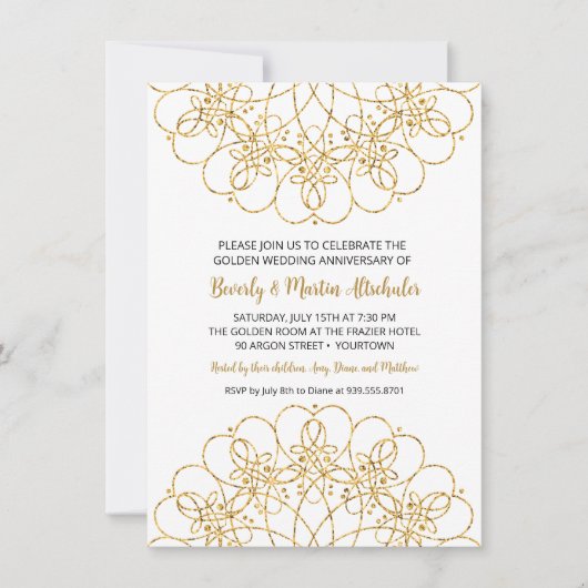 Golden Glitter Mandala 50e bruiloft Jubileum Kaart (Voorkant)