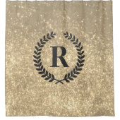 Golden glitter met monogram douchegordijn (Voorkant)