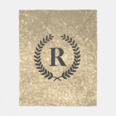 Golden glitter met monogram fleece deken (Voorkant)