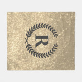 Golden glitter met monogram fleece deken (Voorkant (Horizontaal))