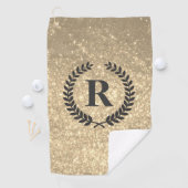 Golden glitter met monogram golfhanddoek (Insitu)
