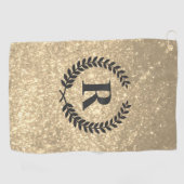 Golden glitter met monogram golfhanddoek (Horizontaal)