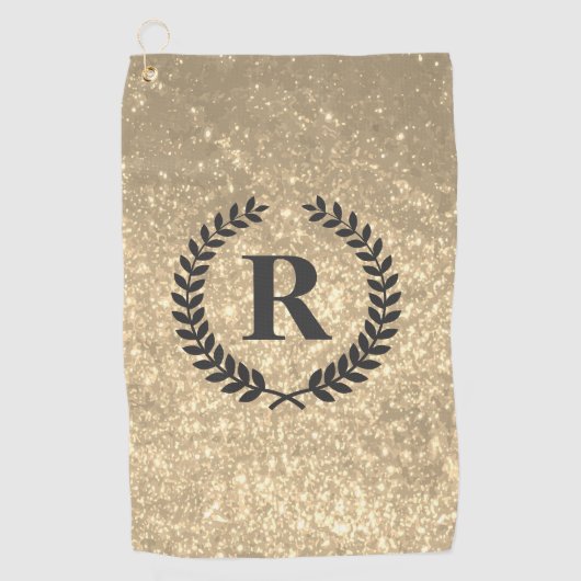 Golden glitter met monogram golfhanddoek (Voorkant)