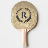 Golden glitter met monogram tafeltennisbatje (Voorkant)