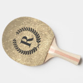 Golden glitter met monogram tafeltennisbatje (Zijkant)