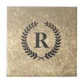 Golden glitter met monogram tegeltje (Voorkant)