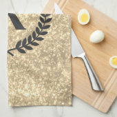 Golden glitter met monogram theedoek (Quarter Fold)