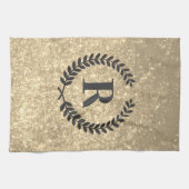 Golden glitter met monogram theedoek (Horizontaal)