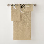 Golden Glitter Monogram Bad Handdoek (Insitu)