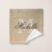 Golden Glitter Monogram Bad Handdoek (Wasdoekje)