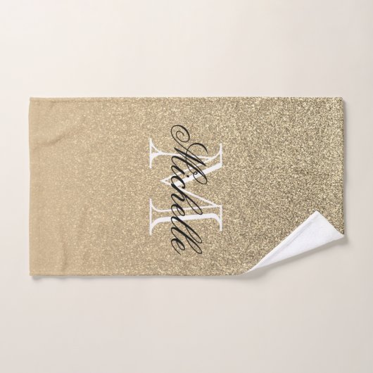 Golden Glitter Monogram Bad Handdoek (Handdoek)