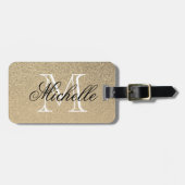 Golden Glitter Monogram Bagagelabel (Voorkant horizontaal)