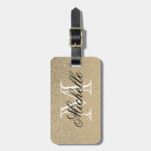 Golden Glitter Monogram Bagagelabel (Voorkant verticaal)