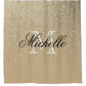 Golden Glitter Monogram Douchegordijn (Voorkant)