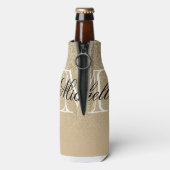 Golden Glitter Monogram Flesjeskoeler (Fles Achterkant)