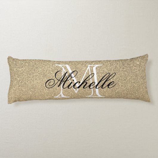 Golden Glitter Monogram Lichaamskussen (Achterkant)