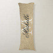 Golden Glitter Monogram Lichaamskussen (Voorkant Verticaal)